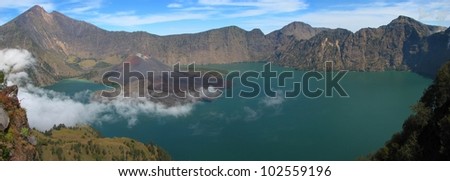 Panorama of Rinjani volcano, Lombok island, Indonesia