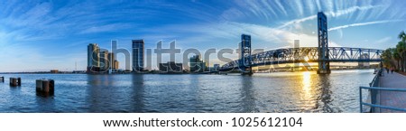 Jacksonville sunset Main St Bridge and River walk
