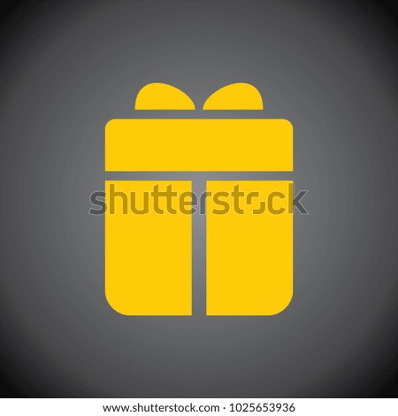 Yellow Giftbox icon on black background.