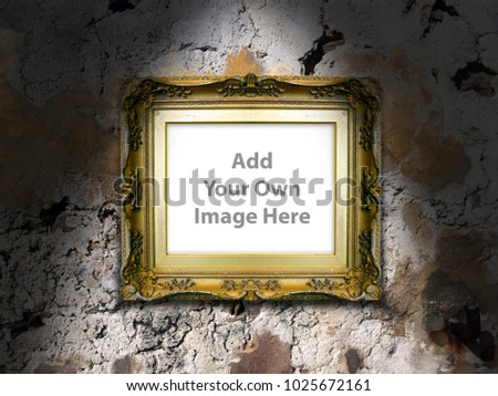 Antique Picture Frame on Old Stone Wall