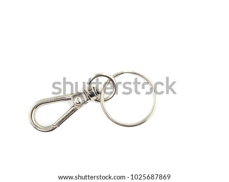 Silver color key ring clip isolated on white