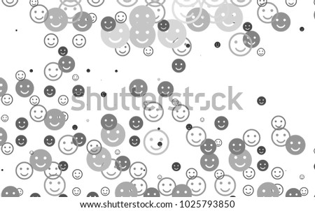 Light Silver, Gray vector background with funny smiles. Decorative shining illustration with smiles on white template. Pattern for parties, gifts, congratulations.