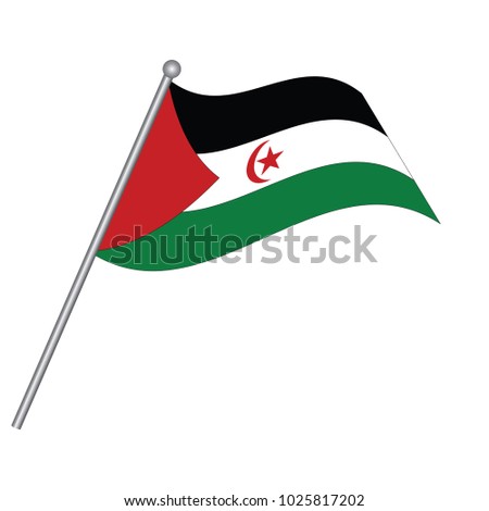 Sahrawi Arab Democratic Republic Flag with Metal Pole. Vector illustration.