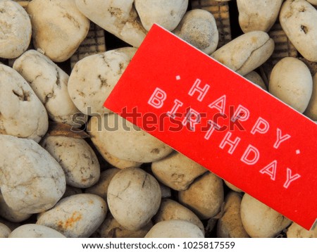 Red Label Or Tag On White Stone Background With English Text Happy Birthday Vintage Retro Or Rustic Style