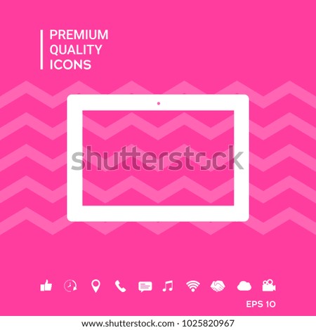 Computer tablet with blank screen, icon