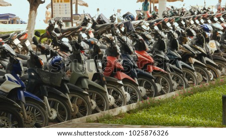 Motorcycle parking Nha Trang. Vietnam.