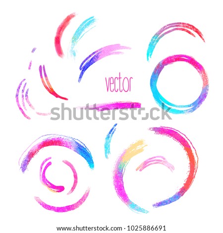 Set of hand drawn circles, vector design elements. Colorful simple abstract stains. Round trendy stylish texture. Hand painted artwork for print and textiles, home decor, fashion fabrics.