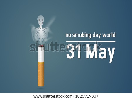 vector Illustration of concept no smoking day world,31 May.No Tobacco Day .smoke to bones.