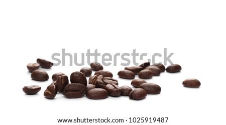 Pile coffee beans isolated on white background and texture 
 Royalty-Free Stock Photo #1025919487