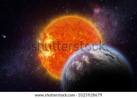 Solar Eclipse - Elements of this Image Furnished by NASA