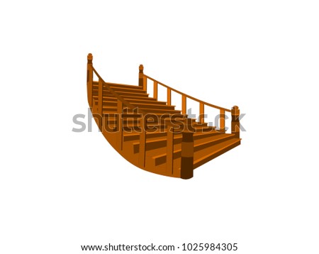Wooden Stairs - Cartoon Vector Image
