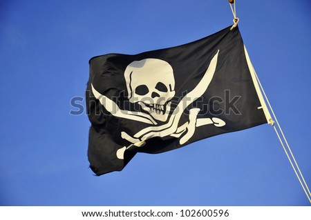 Jolly Roger - Flag of a Pirate skull and crossbones