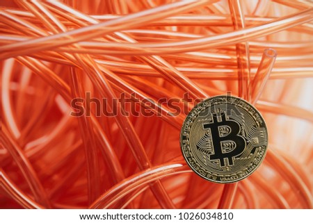 color cable on white background. abstract. bitcoin.
