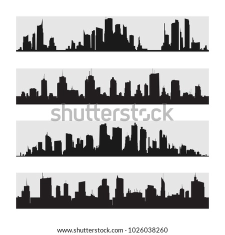 City skyline.Panorama city background. Set of vector city silhouette and elements for design.Modern urban landscape.Vector illustration.