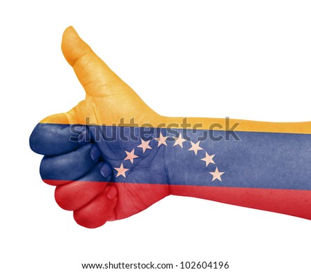 Venezuela flag on thumb up gesture like icon