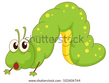 Illustration of a green caterpillar cartoon