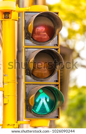 Green traffic light for pedestrians