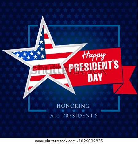 Presidents day star and ribbon banner template. Happy President`s Day 19 february for web banner. Vector illustration