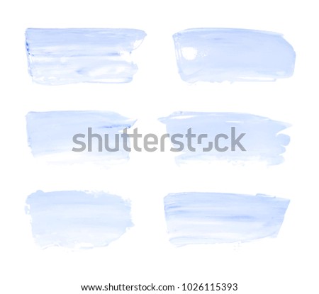 Vector blue paint smear stroke stain set. Abstract acrylic textured art illustration. Acrylic Texture Paint Stain Illustration. Hand drawn brush strokes vector elements. Acrilyc strokes.