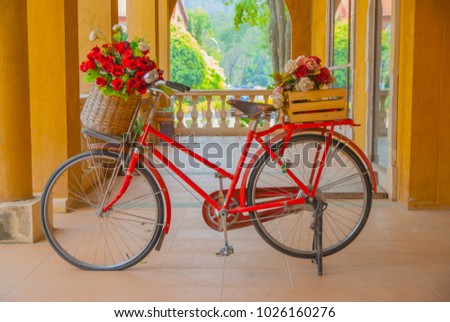 Old bicycle with flower,  Old bicycle in Thailand