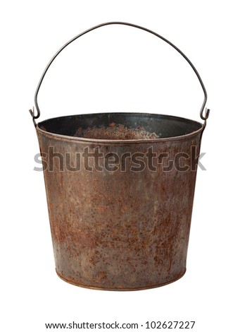Old Rusty Bucket isolated on white with a clipping path Royalty-Free Stock Photo #102627227