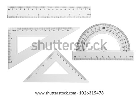 Set transparent rulers isolated on white background