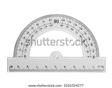 semicircle transparent ruler isolated on white, with clipping path