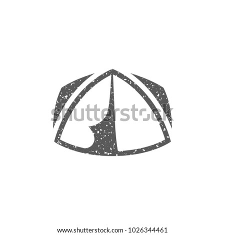 Camping tent icon in grunge texture. Vintage style vector illustration.