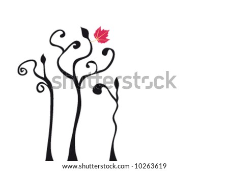 Floral Design Elements Illustration Vector with a red leaf.