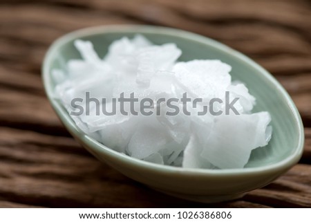Sodium hydroxide, Chemical compound Ingredients for making soap. Royalty-Free Stock Photo #1026386806