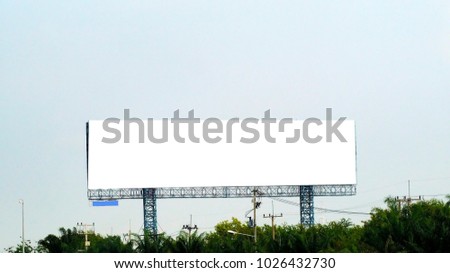 Blank billboard on blue sky  background for new advertisements