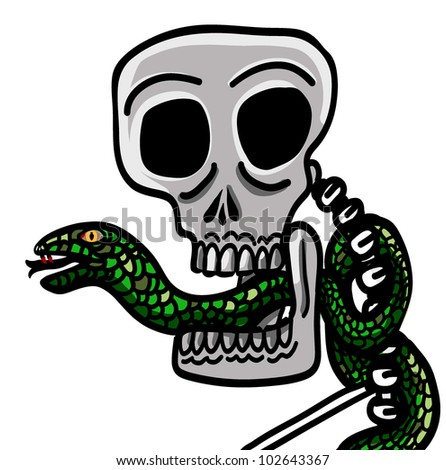 skull with snake in mouth