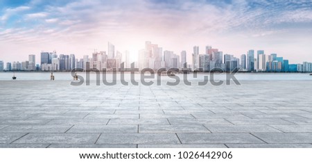View of the skyline of Hangzhou urban architectural landscape fr