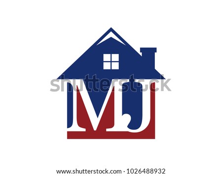 Logo house building with initial letter MJ