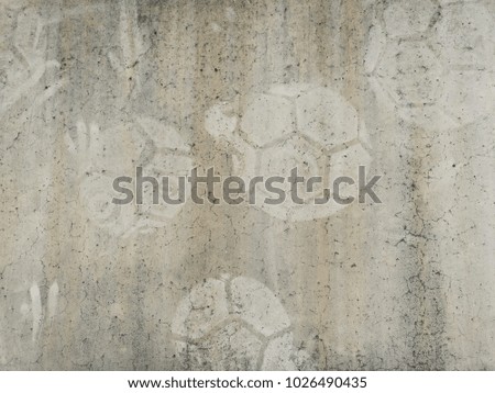 Football footprint on cement wall. Grunge old concrete cement wall great for your design and texture background