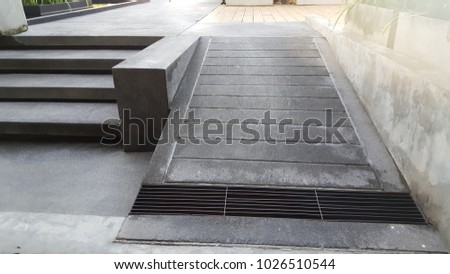 Ramp way for support wheelchair disabled people Royalty-Free Stock Photo #1026510544