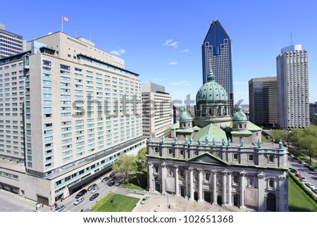 Montreal skyline, Place du Canada, aerial view