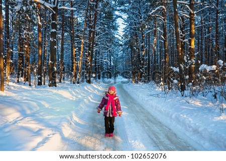 girl in winter forest