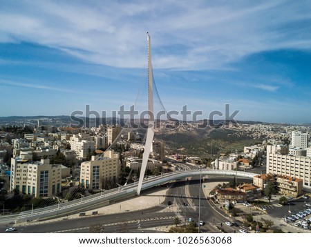 Chords famous hanging Bridge and transportation, The architectic pillar, Jerusalem city center Israel
 Royalty-Free Stock Photo #1026563068