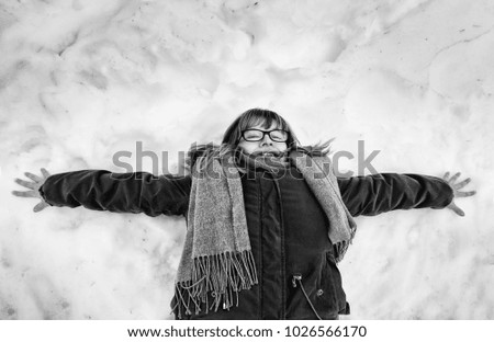 Woman playing snow in winter, sport and fun