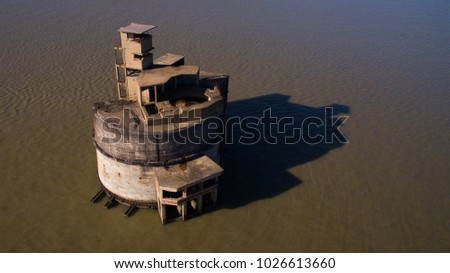 Disused fort off of the coast of the Isle of Grain in Kent (UK). Positioned in entrance to the River Thames and River Medway.