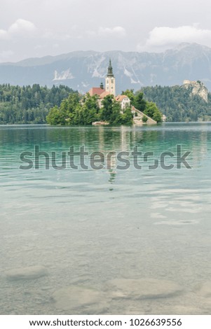 beautiful view of the landscape of Lake Bled in Slovenia