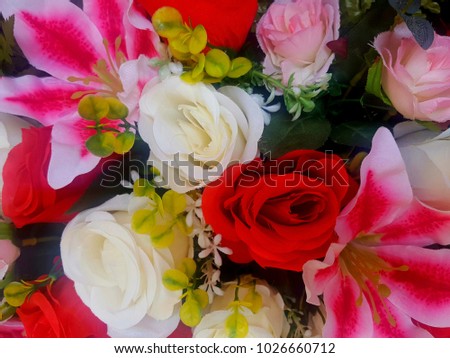 colorful flowers background for decorated wedding scene