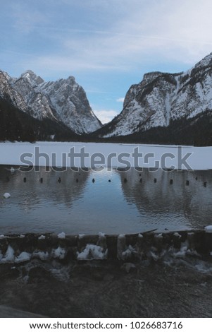 Vertical Picture of Panorama of the Mountains of Lake Dobbiaco