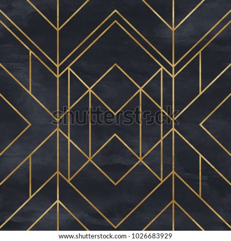 Seamless geometric pattern on paper texture. Art Deco background