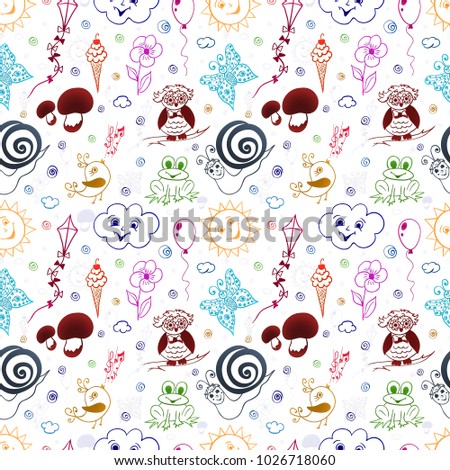 Childish doodles seamless pattern background vector