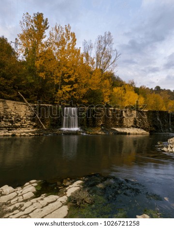 Waterfalls and cascades with autumn trees