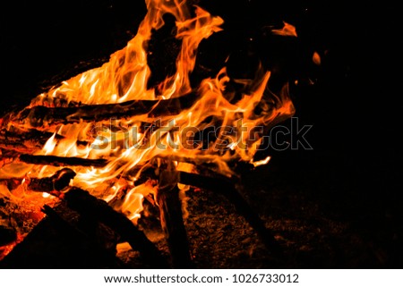 Close up bonfire flames