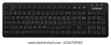 vector black pc keyboard, keyboard is very useful tool for personal computer, it is necessary to write words Royalty-Free Stock Photo #1026742981