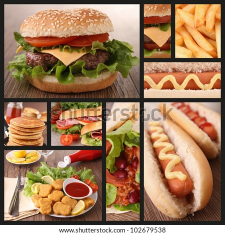 collection of fast food image Royalty-Free Stock Photo #102679538